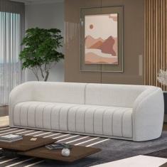 Imagem de Sofá Decorativo Sala de Estar 292cm Adam 4 Lugares Boucle Branco G45 - Gran Belo