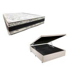 Imagem de Cama Base Box Baú Casal Super Confort Sintético Bege + Colchão Casal Super Confort D33 28x138x188