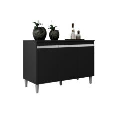 Imagem de Balcão Gabinete Manu 120cm 3 Portas S-tampo Preto