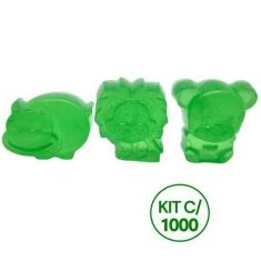 Imagem de Kit 1000 Mini Sabonete Bichinhos Artesanal 3,5cm Sortidos - D&C, Verde