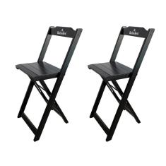 Imagem de Kit 2 Banquetas Bistrô Dobrável Madeira Hei Preta Cor: Preto