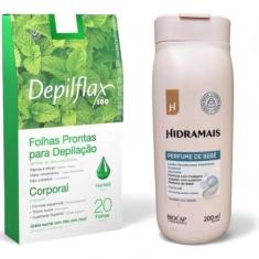 Imagem de Kit 2 Folhas Depilação Depilflax Hortelã 40 Unid.+ Locão Perfume de Be