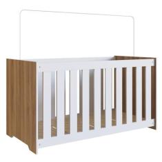 Imagem de Berço com Regulagem e Colchão Nogal e Branco Completa Móveis
