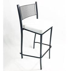 Imagem de Banqueta EMPILHÁVEL Preta alta assento branco - Poltronas do Sul