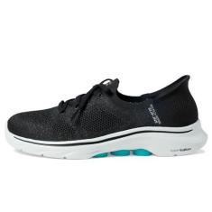 Imagem de Skechers Tênis feminino Go Walk 7 Via Hands Free Slip-ins, Preto/Aqua, 40