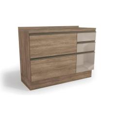 Imagem de Balcão De Cozinha Modulado Maxxi G747 1 Porta E 4 Gavetas C/ Vidro + Tampo Nogal - Kappesberg