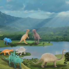 Imagem de Brinquedo Kit 8 Dinossauros Selva Em Miniatura De Borracha