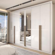 Imagem de Guarda-Roupa Casal Severo 6 Portas 6 Gavetas com Espelho Branco - Panorama Móveis