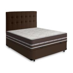 Imagem de Cama Box Baú + Cabeceira Cassis e Colchão Casal - Anjos - Classic Superlastic - 138x188x64cm Marrom