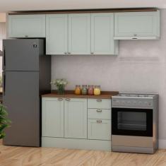 Imagem de Cozinha Compacta Iluminata 7 Portas 3 Gavetas 100% Mdf Mint/Ébano - Ge
