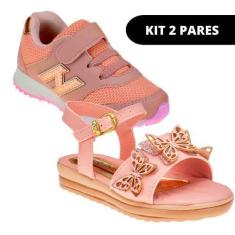 Imagem de Kit 2 Pares Tênis Escolar Infantil E Sapatilha De Menina - Club Happy