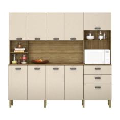 Imagem de Armário De Cozinha Compacta 10 Portas E 2 Gavetas 222cm Sense Freijó/V