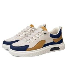 Imagem de Letuwj Tênis de caminhada com cadarço baixo casual masculino sapatos diários, Caqui, 38