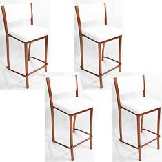 Imagem de Kit 4 Banquetas EMPILHÁVEL Cobre Altura 65cm assento e encosto Branco - Poltronas do Sul