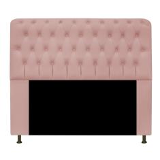 Imagem de Cabeceira Lady Estofada Capitonê 195 cm para Cama Box King Suede Rosê Quarto - AM Decor