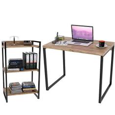 Imagem de Kit Mesa Para Escritório com Estante Office Estilo Industrial Form C01 90 cm Carvalho - Lyam Decor