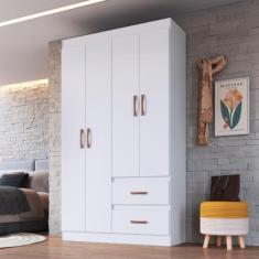 Imagem de Guarda Roupa Solteiro Flex 4 Portas 2 Gavetas Dallas Doripel, Branco/R