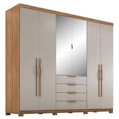 Imagem de Guarda Roupa Casal Giardino 6 Portas 4 Gavetas Amêndola Nude Com Espelho E Pés - Demóbile Amêndola Nude