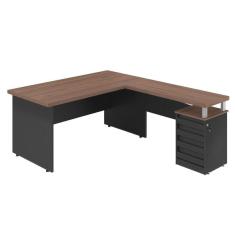 Imagem de Mesa Em L 1.8 Brasil Noce Preto