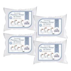 Imagem de Kit com 4 Travesseiros de Penas e Plumas - Macio e Confortável - Daune