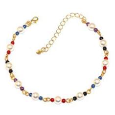 Imagem de Pulseira Miçangas Colorida Pérolas Folheado Ouro 18k