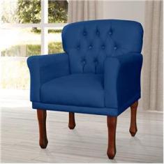 Imagem de Poltrona Decorativa Anita Pés Luis XV Suede  Marinho - DS Estofados