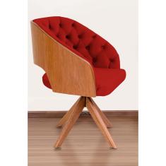 Imagem de Poltrona Decorativa Mari Laminada Pé Giratório de Madeira Capitonê