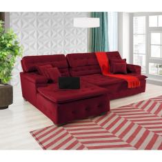 Imagem de Sofá Retrátil E Reclinável Com Chaise Orlando 2.20x2.10m- Sofisticato-vinho