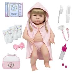 Imagem de Boneca Reborn Abigail Loira Saída de Banho Enxoval 20 Itens