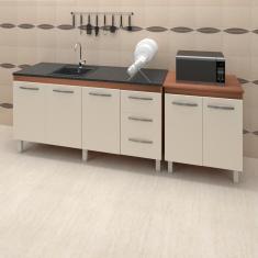 Imagem de Balcao Pia 150cm E Multiuso 2 Portas 70cm Savana Off White Mobbs Savana Off White