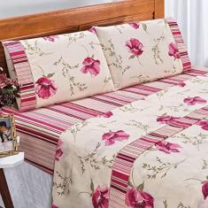 Imagem de Jogo de Lençol Padrão Magnata 4 Peças - Floral Rosê
