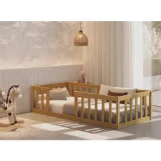 Imagem de Cama Solteiro Montessoriane Com Grade Nogueira