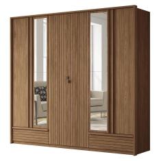 Imagem de Guarda Roupa Democrata Ripado 6 Portas com Espelho - Santos Andirá Jatobá