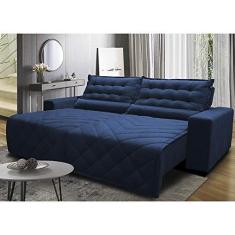 Imagem de Sofá 2,32m Retrátil e Reclinável com Molas Cama inBox Plus Tecido Suede Velusoft Azul