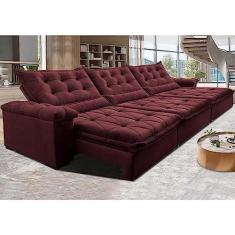 Imagem de Sofá Retrátil e Reclinável 4,15m Cama Inbox Big Fresh com Softgeld40 Velupluma Vinho