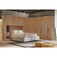 Imagem de Quarto Modulado Bari Rizon 5 Peças 1 Armário Ponte 1 Closet 2 Guarda Roupas 1 Complemento Cumaru