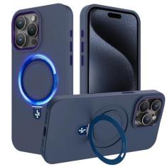 Imagem de LAUDTEC Capa de silicone magnético invisível com suporte compatível com iPhone 15 Pro de 6,1 polegadas, [compatível com MagSafe] Capa protetora de lente flexível de silicone líquido macio com suporte