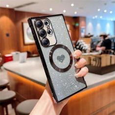 Imagem de Capa macia transparente galvanizada para Samsung Galaxy S21 S22 Plus S23 Ultra S23FE capa magnética com brilho sem fio, preta, para Galaxy S20FE