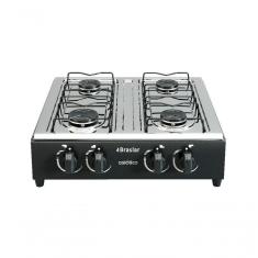 Imagem de Fogão Portátil Braslar 4 Bocas A Gás Inox Preto - Preto, Bivolt
