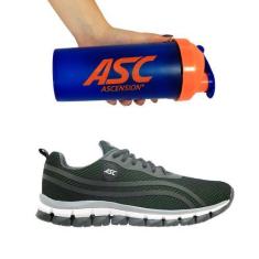 Imagem de Kit Tênis Para Caminhada Com Amortecedor Unissex Verde E Coqueteleira