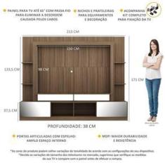 Imagem de Rack c/ Painel e Suporte TV 65&quot; Portas c/ Espelho Oslo Multimóveis Madeirado