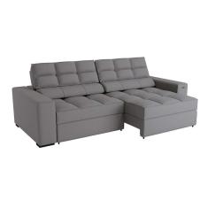 Imagem de sofá 4 lugares retrátil e reclinável deluxe molas veludo titânio 268 cm