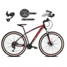 Imagem de Bicicleta Aro 29 Ksw Xlt Deore E Altus 27v Freio Hidráulico Garfo Trava Pneu Faixa Bege - Preto-vermelho-laranja Tam.17