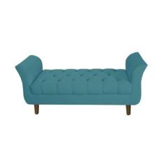 Imagem de Recamier Estofado Para Quarto Closet 100 cm Grécia Suede Azul Turquesa