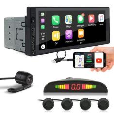 Imagem de Kit Multimídia 1 Din + Câmera Ré + Sensor Ré Preto Toyota Etios 2013 2