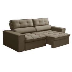 Imagem de Sofá 3 Lugares Retrátil e Reclinável Nantes Veludo Amêndoa 200 cm - Fe