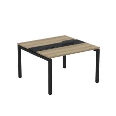 Imagem de Mesa Plataforma Dupla com Pé de Aço para Coworking 120x120 Pdc12/12/2p Noce Naturalle/Preto