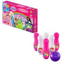 Imagem de Boliche Infantil Menina + Quebra Cabeça 100 Peças Princesas + Domino +