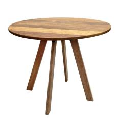 Imagem de Mesa Eiffel Industrial 90 Cm Madeira Maciça Natural e Ferro Preto