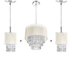 Imagem de Kit 2 Pendentes Clearganza + Pendente Manu Organza Bege